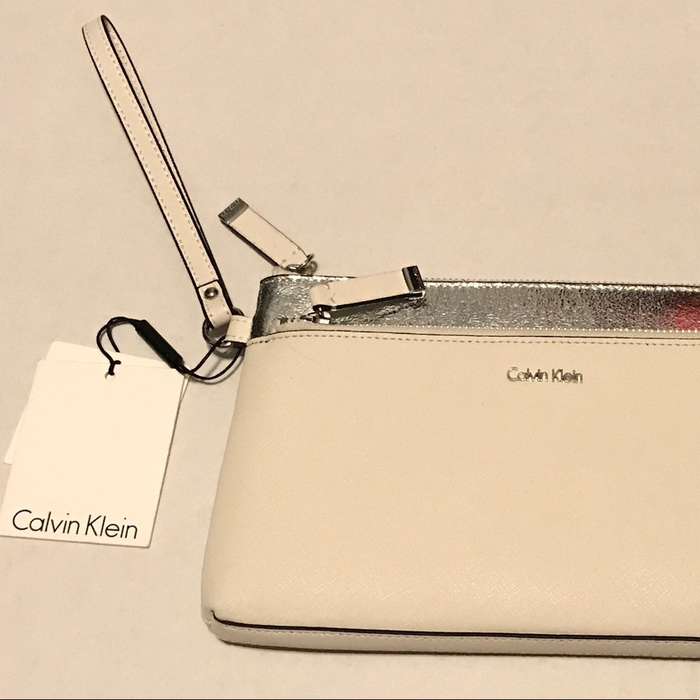 Calvin Klein Colorblocked Saffiano Wristlet